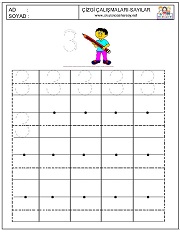 okul öncesi 1 sayısı çizgi çalışması